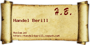 Handel Berill névjegykártya